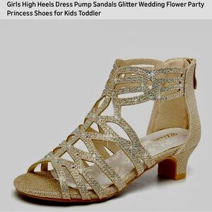 Glittery Champagne Kids Dress Shoes